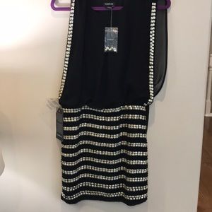 Black and silver Beaded cocktail dress